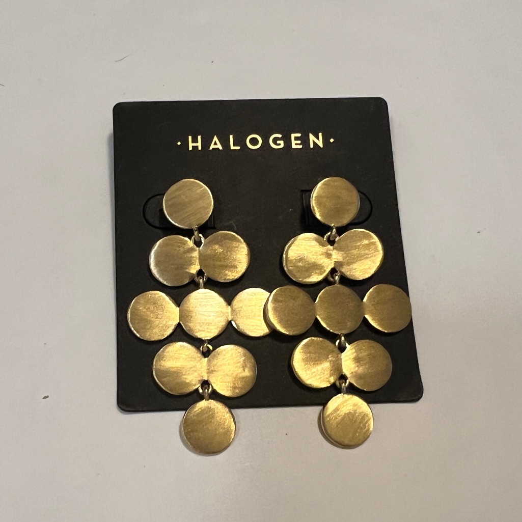 Nwt Halogen Gold Multi-Disc Stud Dangle Earrings 21$
